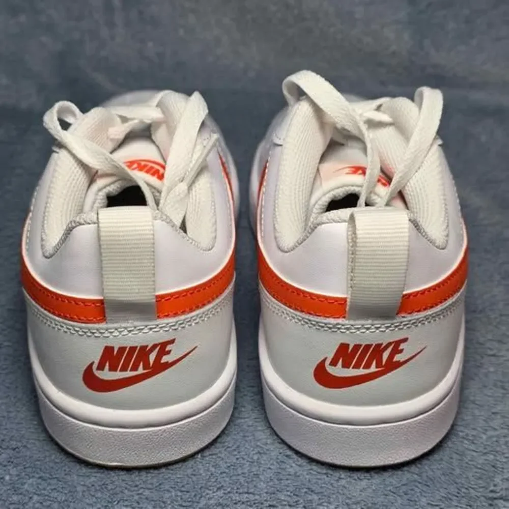 Nike Court Borough Low 2 GS White Orange Youth Size 5Y or Womens Size 6.5